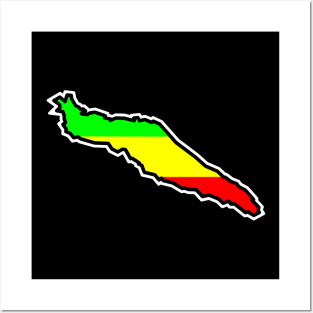 Texada Island Silhouette in Colourful Rasta Flag Pattern - Rastafarian Colours - Texada Island Posters and Art